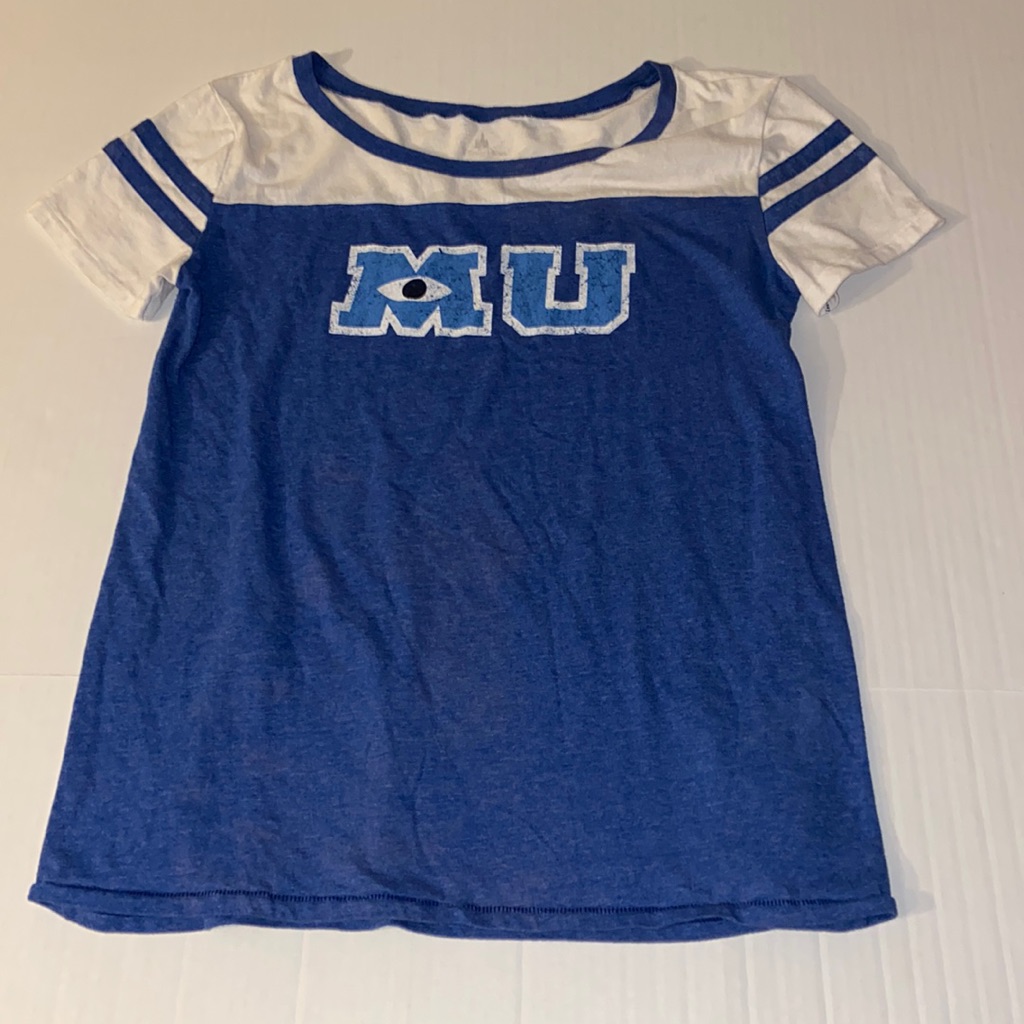 Disney Women’s Monster University Size Medium Blue And White Short Sleeve Tee